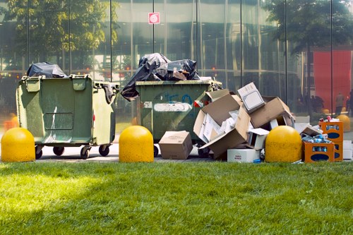 Professionals handling construction debris